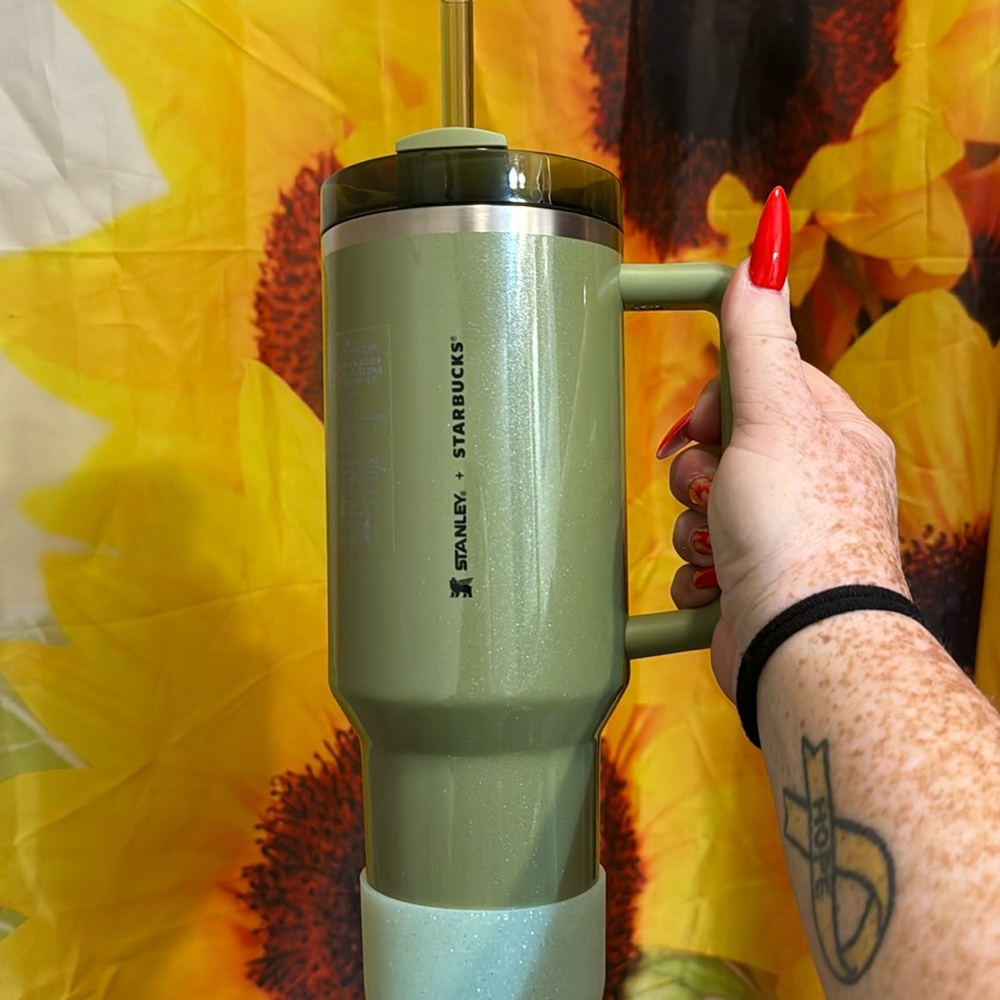 The newOlive Green that was just released as the Stanleyand Starbucks Collab
